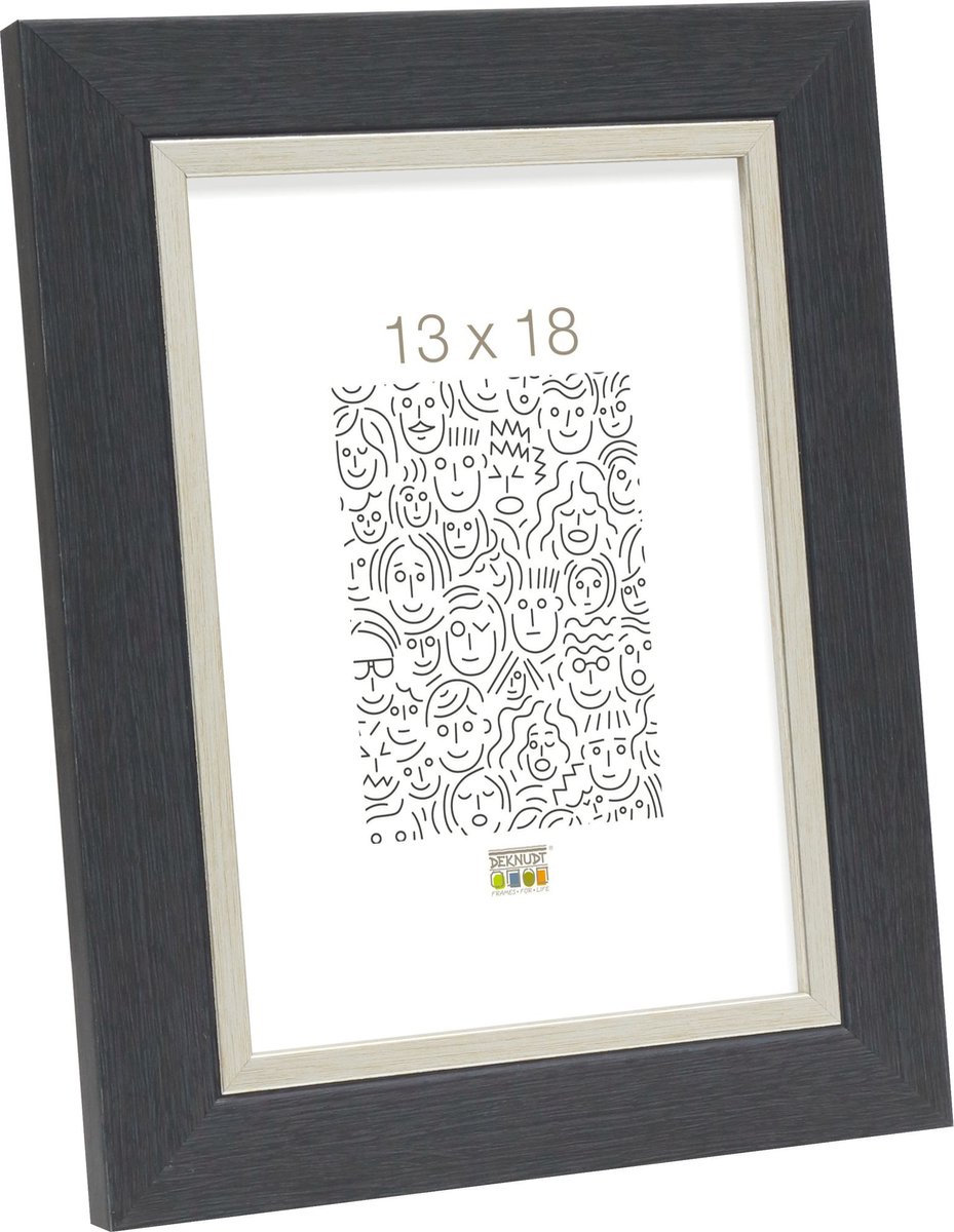 Deknudt Frames fotolijst S45VF7 - grijs met zilverbies - foto 13x18 cm donkergrijs