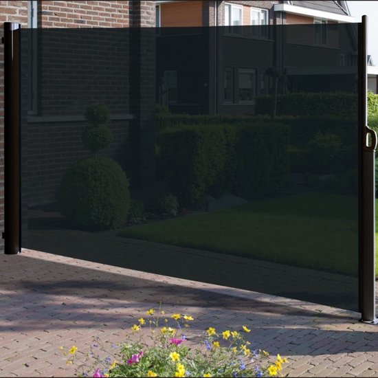 Foto: Windscherm 160 300 zwart ondoorzichtig privacy oprolbaar aluminium