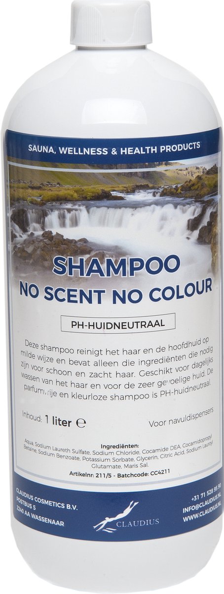 Shampoo No Scent No Colour - 1 Liter met dop