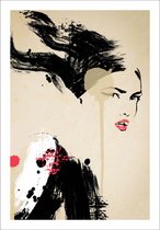 Poster Tek. Vrouw in Rood 40x70