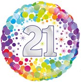 Folieballon 21 jaar - Cijfer ballon - Ballon - Ballonnen - Verjaardag - Confetti - Folie - multicolor