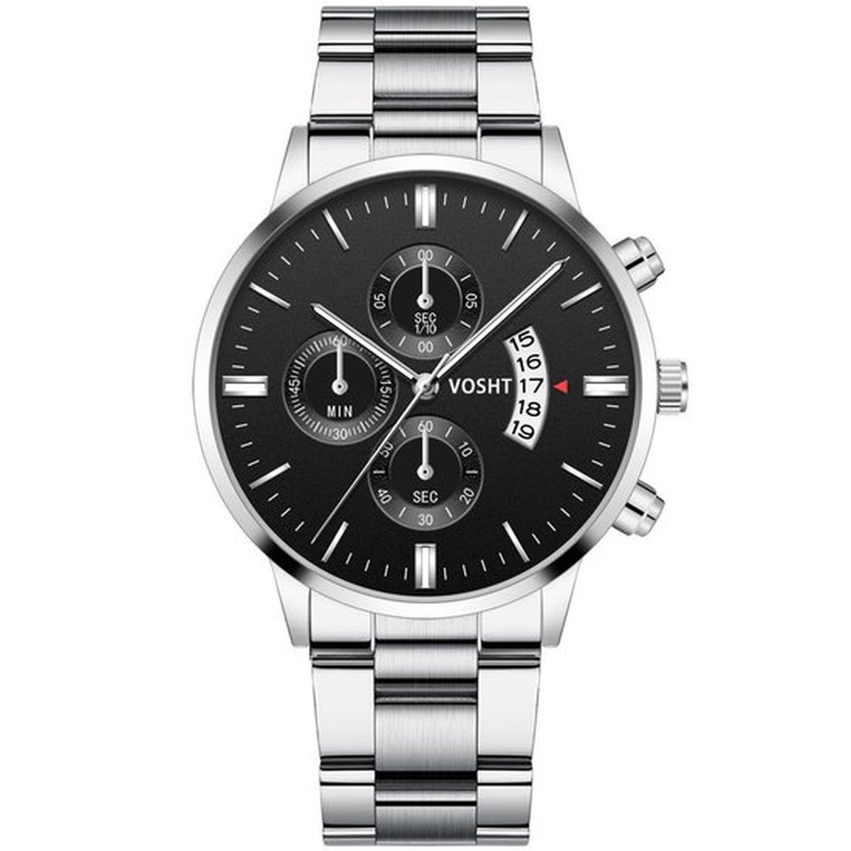 Vosht Silver Steel - Heren Horloge - Staal - Zilverkleurig