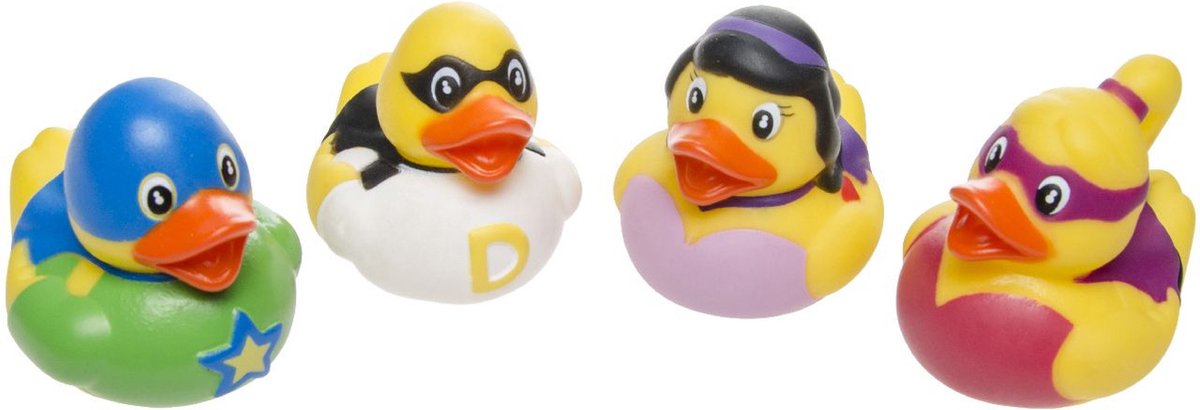 Duckiez Badeendjes - 12x stuks - superhelden - badspeelgoed - badeenden - 5 cm