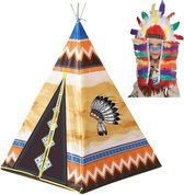 Speelgoed indianen wigwam tipi tent 130 cm - Inclusief indianentooi met veren