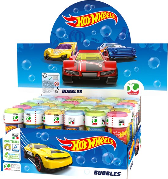 4x Hot Wheels race autos bellenblaas flesjes met spelletje 60 ml voor kinderen - Uitdeelspeelgoed - Grabbelton speelgoed