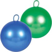2x stuks skippyballen voor kinderen blauw en groen 60 cm - Zomer buiten speelgoed