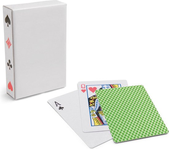 Thumbnail van een extra afbeelding van het spel 6x stuks Speelkaarthouders - inclusief 54 speelkaarten groen geruit - hout - 35 cm - kaarthouders