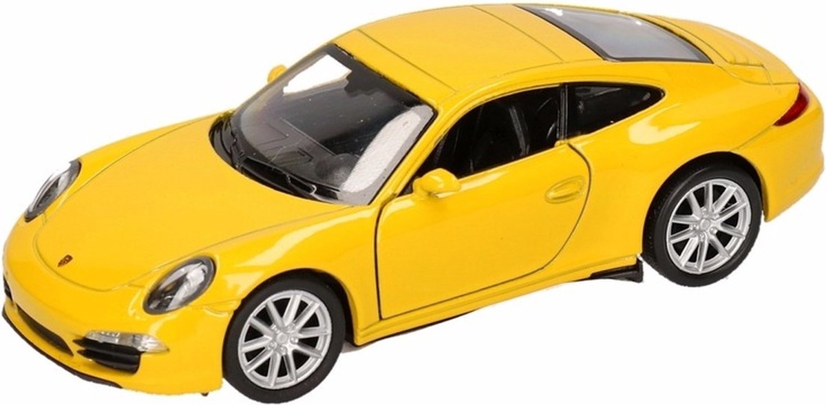 Porsche 911 Carrera S - Gele speelgoed auto van metaal - 1:36