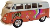Speelgoed Volkswagen oranje hippiebus 15 cm