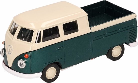 Groene en crème Welly T1 pick-up modelauto, schaal 1:36. Met chromen details.