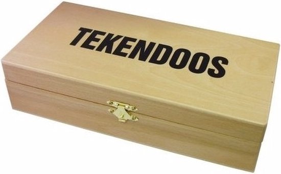 Foto: Houten tekendoos 25 x 12 5 x 6 5 cm opbergen van tekenspullen potloden opbergkist