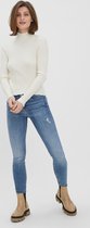Vero Moda VMEVIE LS HIGHNECK BLOUSE BOO Dames Trui Snow White - Maat XL