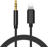 Aux Kabel iPhone Auto - iPhone Lightning naar Headphone Jack Audio Aux Kabel - 3,5 mm - 1 Meter - Zwart gevlochten