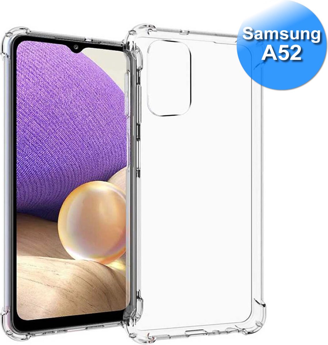 Telefoonhoesje geschikt voor de Samsung A52 - Anti Shock hoesje - Hard Back Cover - Transparant