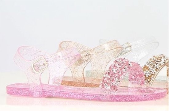Meisjes sandalen roze met glitters en steentjes, maat 26*