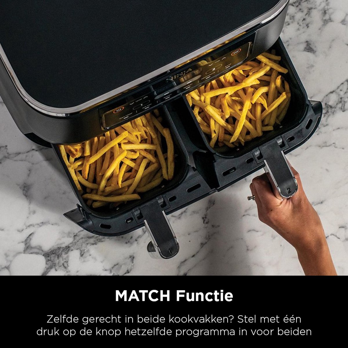 Afbeelding 2 van Ninja Foodi AF300EU Dubbele Airfryer XXL - Dubbele Mand - 7.6 Liter - Dual Zone Technologie