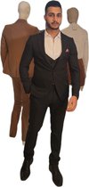 Heren Pak - Casual Effe Gekleurd - kostuum mannen - Driedelige casual - 3 delig Suit - 3 delig pak - mannen pak - Maat XS - XXL - Zwart- Zakelijk Kostuum | Zakelijk Pak | Complete Kostuums