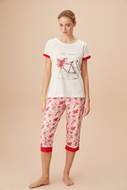 Suwen- Katoen Dames Capri Pyjama Set Maat XXL