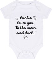 Baby Rompertje met Tekst Tante | To The Moon and Back | Wit 3-6 mnd