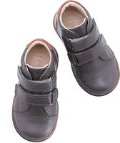 Emel Kinderschoenen met Klittenband - Grijs/Bruin - Leder - Velcroschoenen - Maat 24