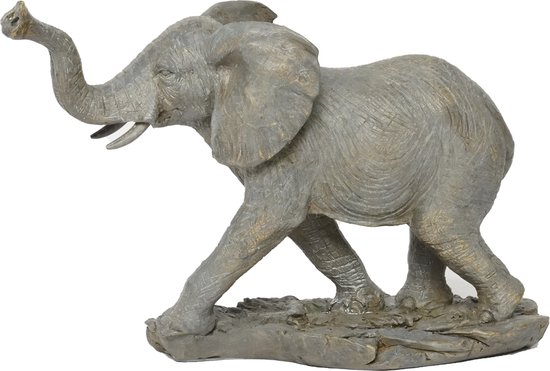 Decoratieve olifant - 17 cm van Naturn Living | beelden en figuren | beeldjes decoratie | decoratie olifanten | olifant beeld | Grijs