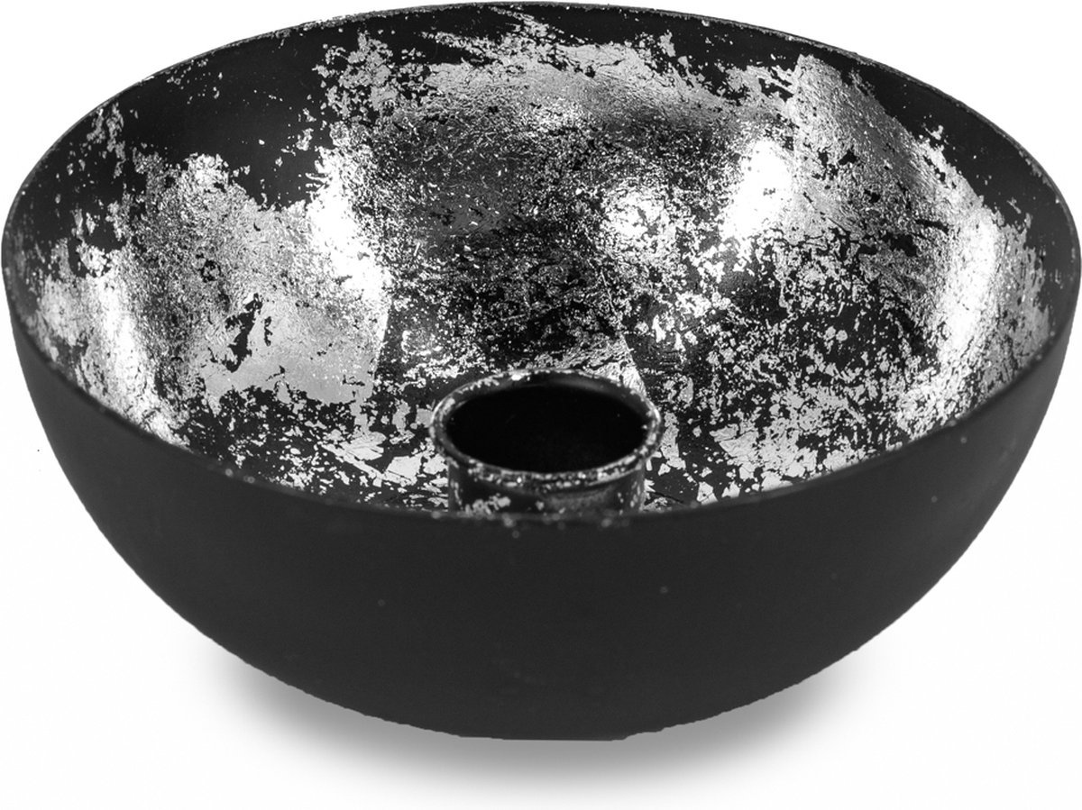 Kaarsenstandaard zwart met zilver