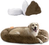 Happysnoots Donut Hondenmand 100cm - Extra Groot - Fluffy - Luxe Hondenbed - Dog Bed - Wasbaar - Bruin