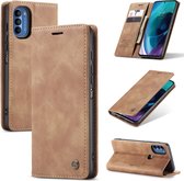 Motorola Moto G71 hoesje - Wallet Case - Bruin - Caseme