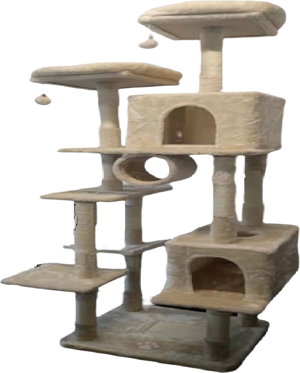 Katten Krabpaal - Krabpaal - 203cm hoog - XXL - Beige