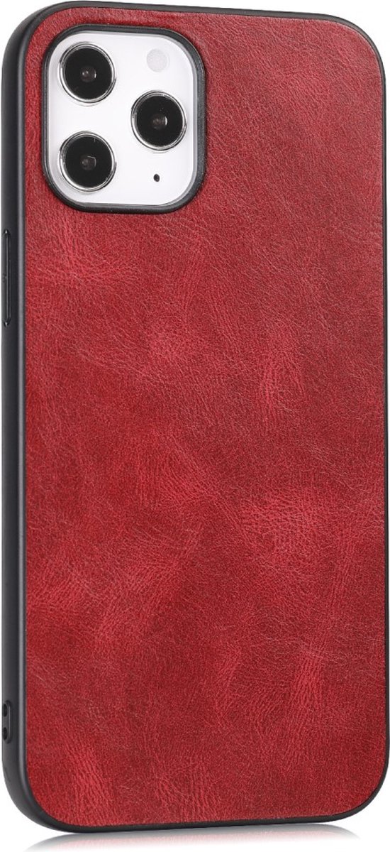 Peachy Leather Look kunstleer hoesje geschikt voor iPhone 12 en iPhone 12 Pro - rood