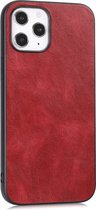 Peachy Leather Look kunstleer hoesje voor iPhone 12 en iPhone 12 Pro - rood