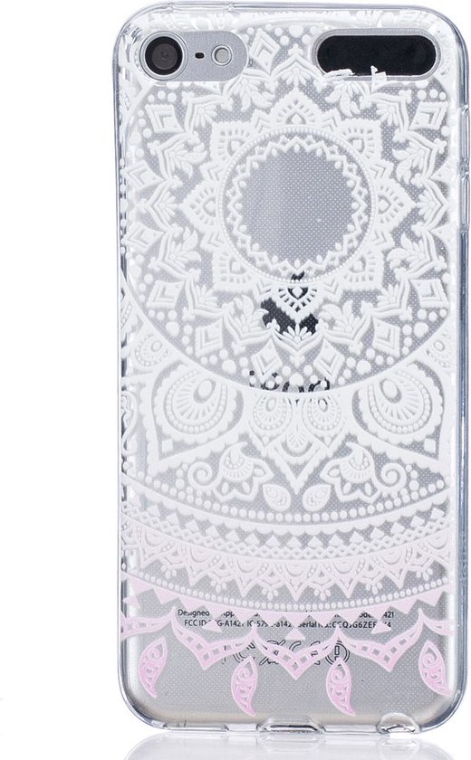 Peachy Mandala transparant hoesje patroon TPU case iPod Touch 5 6 7 - Wit Lichtroze