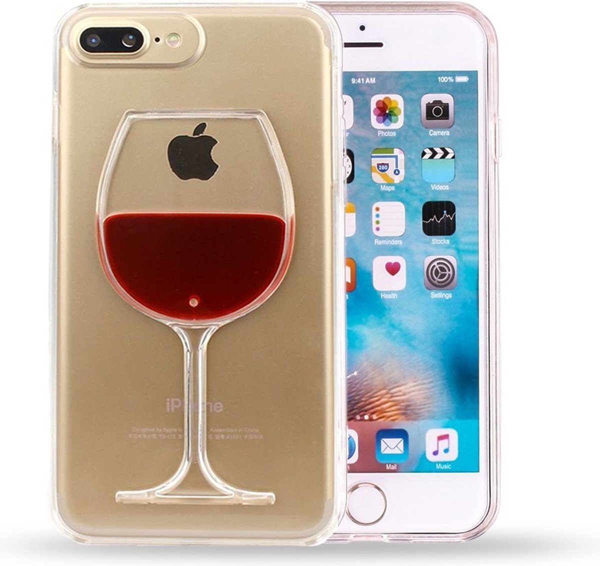 Peachy Doorzichtige hardcase wijn hoesje geschikt voor iPhone 7 Plus 8 Plus cover