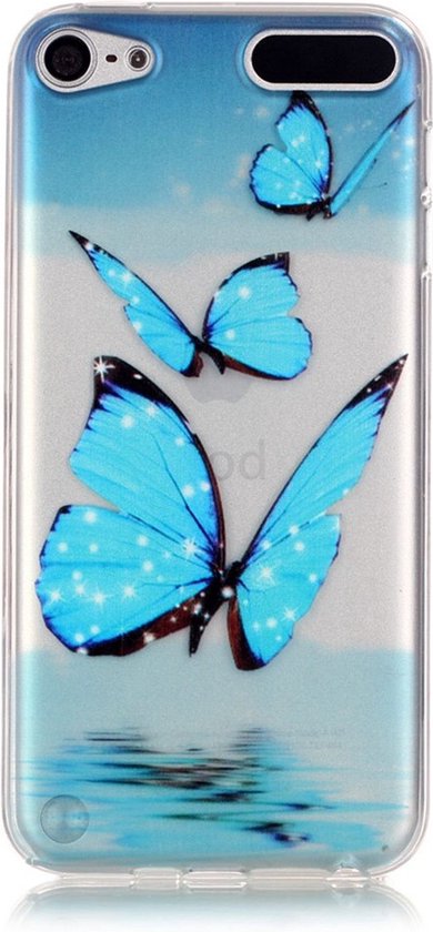 Peachy Doorzichtig beschermhoesje iPod Touch 5 6 7 Blauwe vlinders TPU case - Peachy