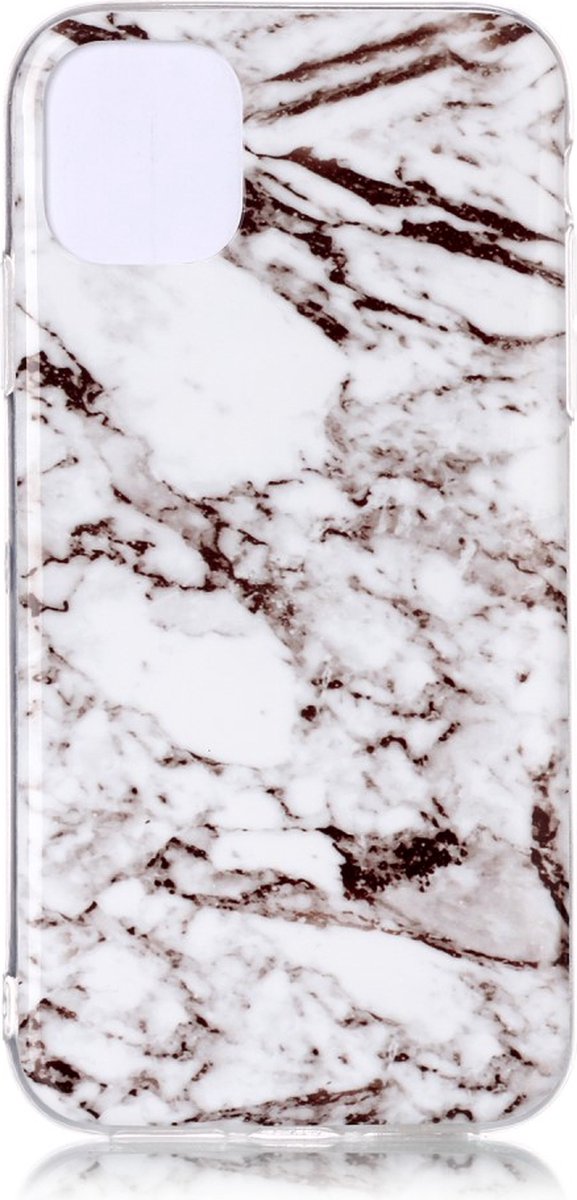 Peachy Marmer Patroon Natuursteen Wit Hoesje Case geschikt voor iPhone 11