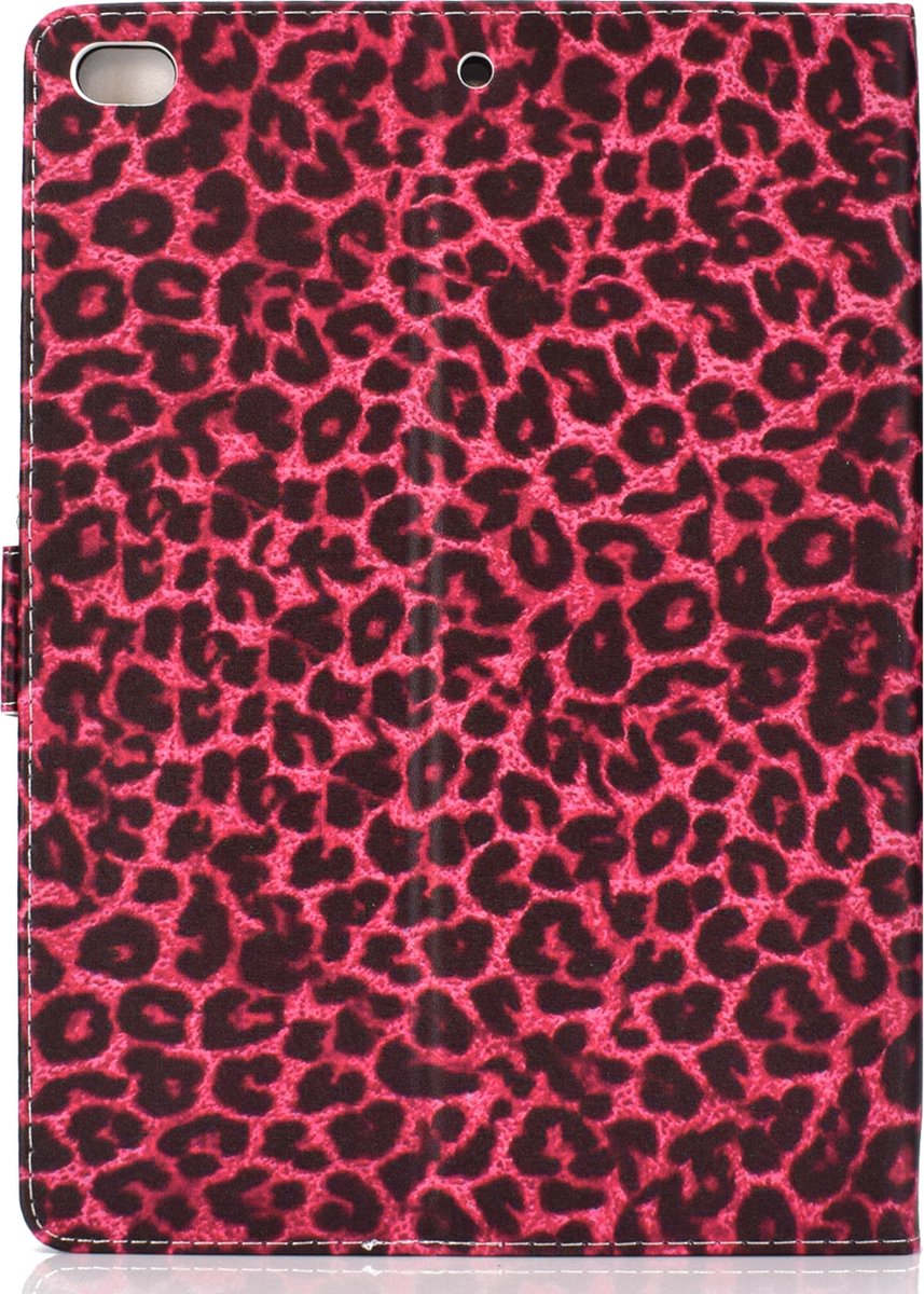Peachy Hoes Case Wallet Portemonnee Rode Luipaardprint voor iPad 10.2 inch, iPad Pro 10.5 en iPad Air 3 10.5 inch - Zwart Rood Roze