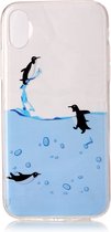 Peachy Doorzichtige TPU hoesje pinguin water iPhone X XS case