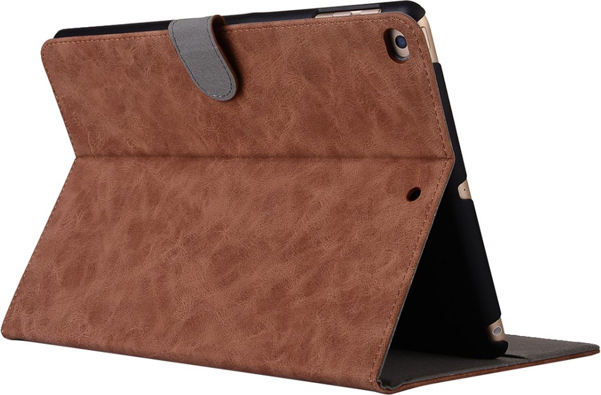 Peachy Vintage Kunstlederen geschikt voor iPad 2017 2018 Hoes - Bruin Portemonnee