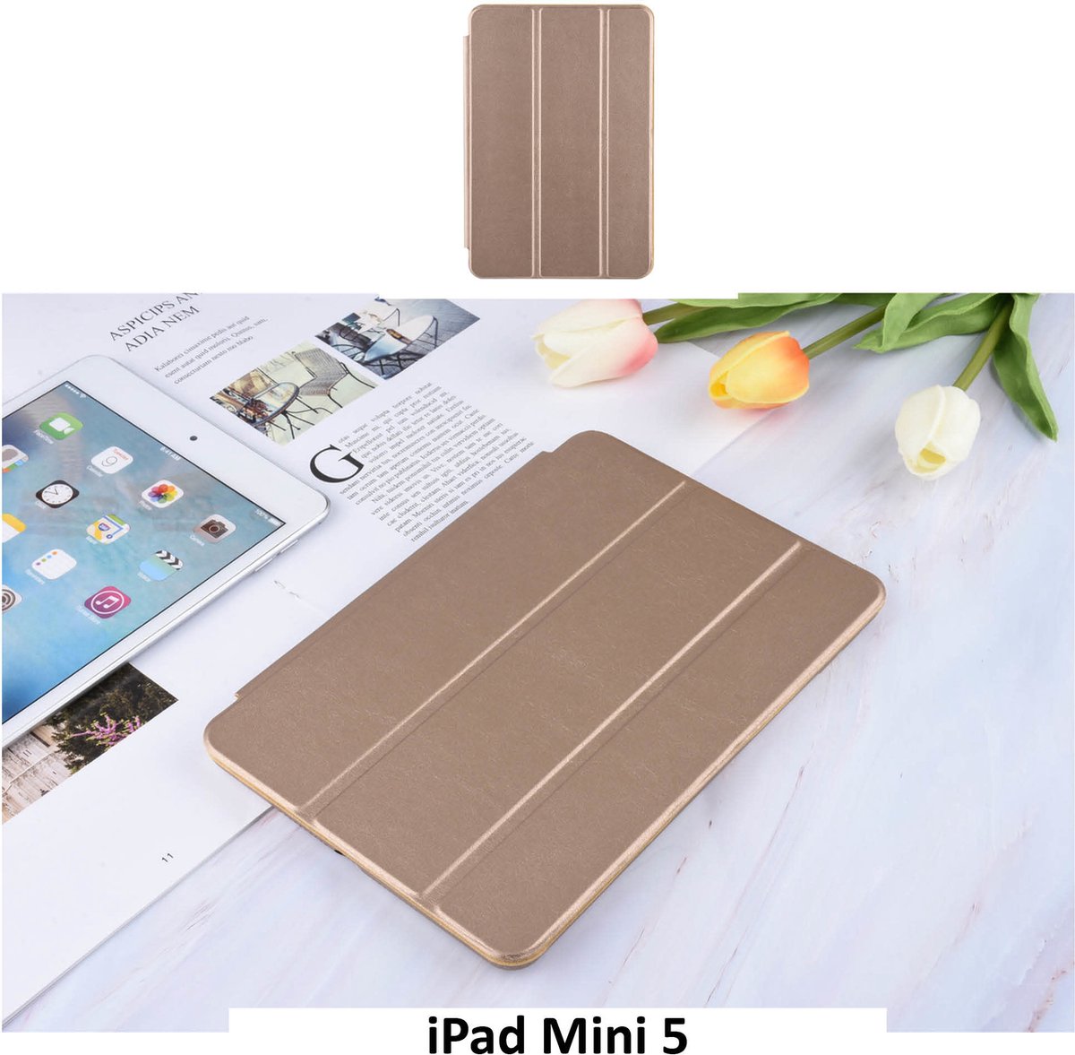 Apple iPad Mini 5 Goud Achterkant - Book Case Tablethoes