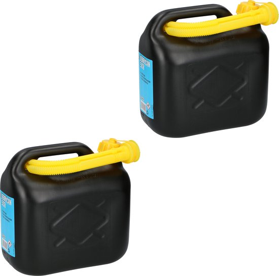 Hünersdorff Jerrycan voor brandstof, standaard 2 liter, reservefjerrycan voor kleine auto's en hybride voertuigen, HD-PE, made in Germany, TÜV-geteste productie, zwart