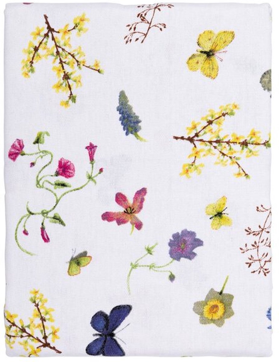 Tafelkleed Janneke Brinkman met bloemen en vlinders 140x200 - Tafellaken 100% katoen