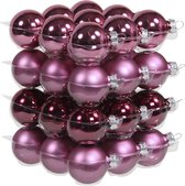 36x stuks kerstversiering kerstballen cherry roze (heather) van glas - 4 cm - mat/glans - Kerstboomversiering