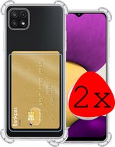 Samsung Galaxy A22 5G Hoesje Shock Proof Case Met Pasjeshouder - Samsung Galaxy A22 5G Case Transparant Pashouder Shock Hoes - Samsung Galaxy A22 5G Hoes Cover - Transparant - 2 St