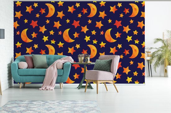 Behang - Fotobehang Sterren - Nacht - Patronen - Kind - Breedte 345 cm x hoogte 220 cm