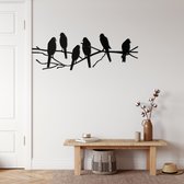 Wanddecoratie | Vogels / Birds decor | Metal - Wall Art | Muurdecoratie | Woonkamer |Zwart| 45x16cm