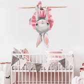 Merkloos - muursticker - konijn aan rekstok - kinderkamer inspiratie - wand decoratie