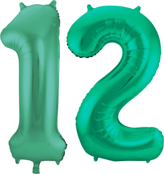 Folieballon 12 jaar metallic groen 86cm