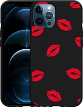 iPhone 12 Pro Max Hoesje Zwart Red Kisses - Designed by Cazy