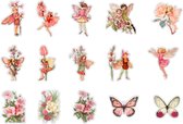 stickers Fairy Engel Bloem Vlinder 45 stuks doorzichtig