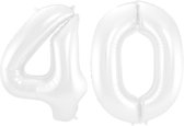 Folieballon 40 jaar metallic wit 86cm